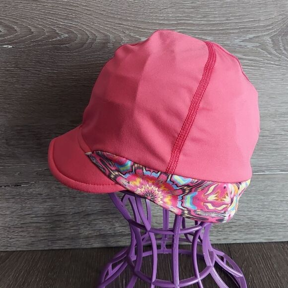 Turtle Fur Pink Kaleidoscope Print Beanie with Visor - Picture 1 of 6